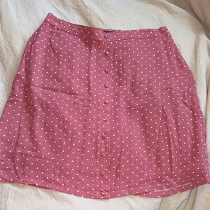 Abercrombie Polka Dot Button-Front Skirt in Pink